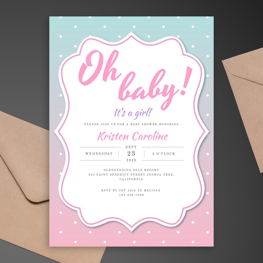 Pink and Blue Baby Shower Invitation Template Online Maker