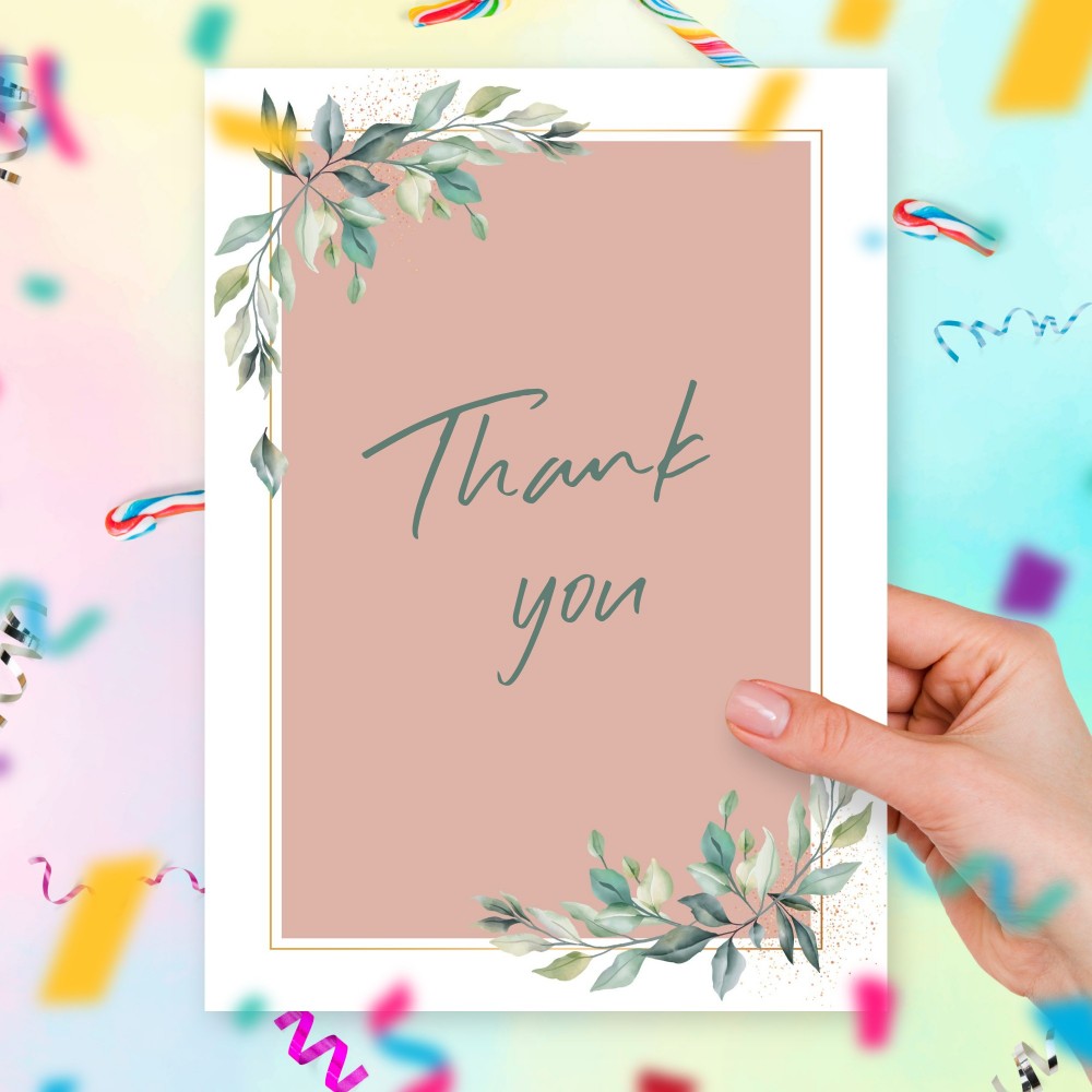 Customize and Download Pink Thank You Graduation Card