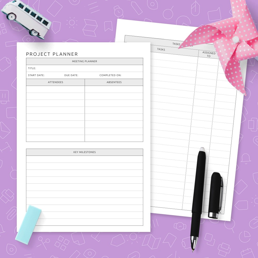 Download Printable Project Planner On Two Page Template Template