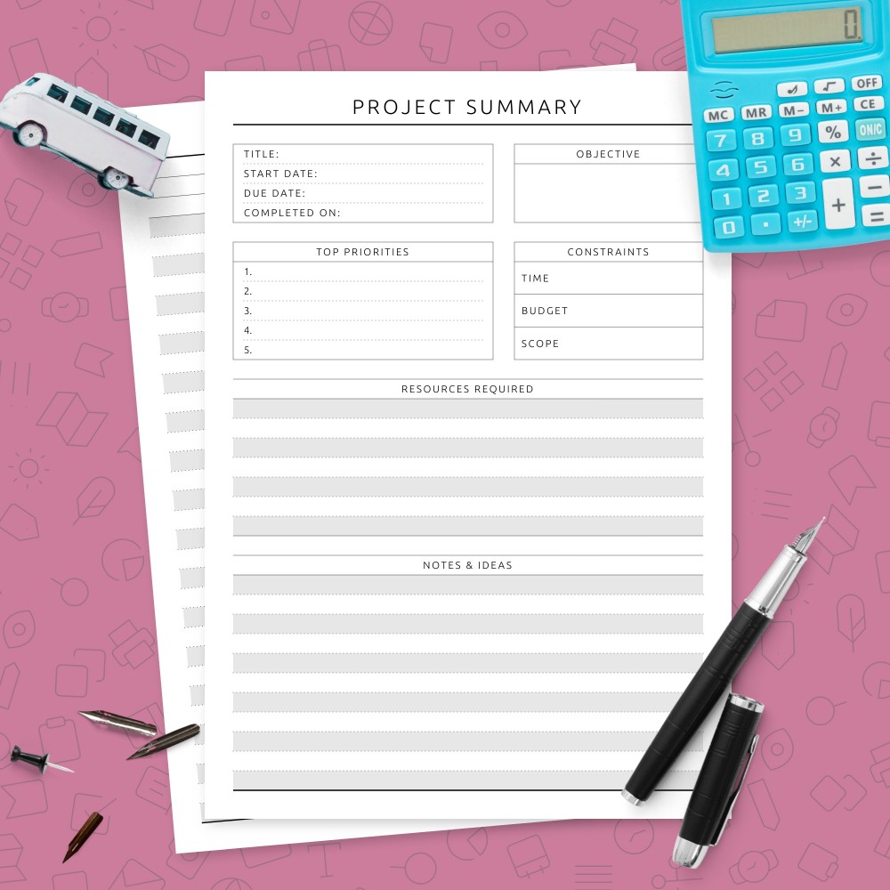 Download Printable Project Summary Template Template