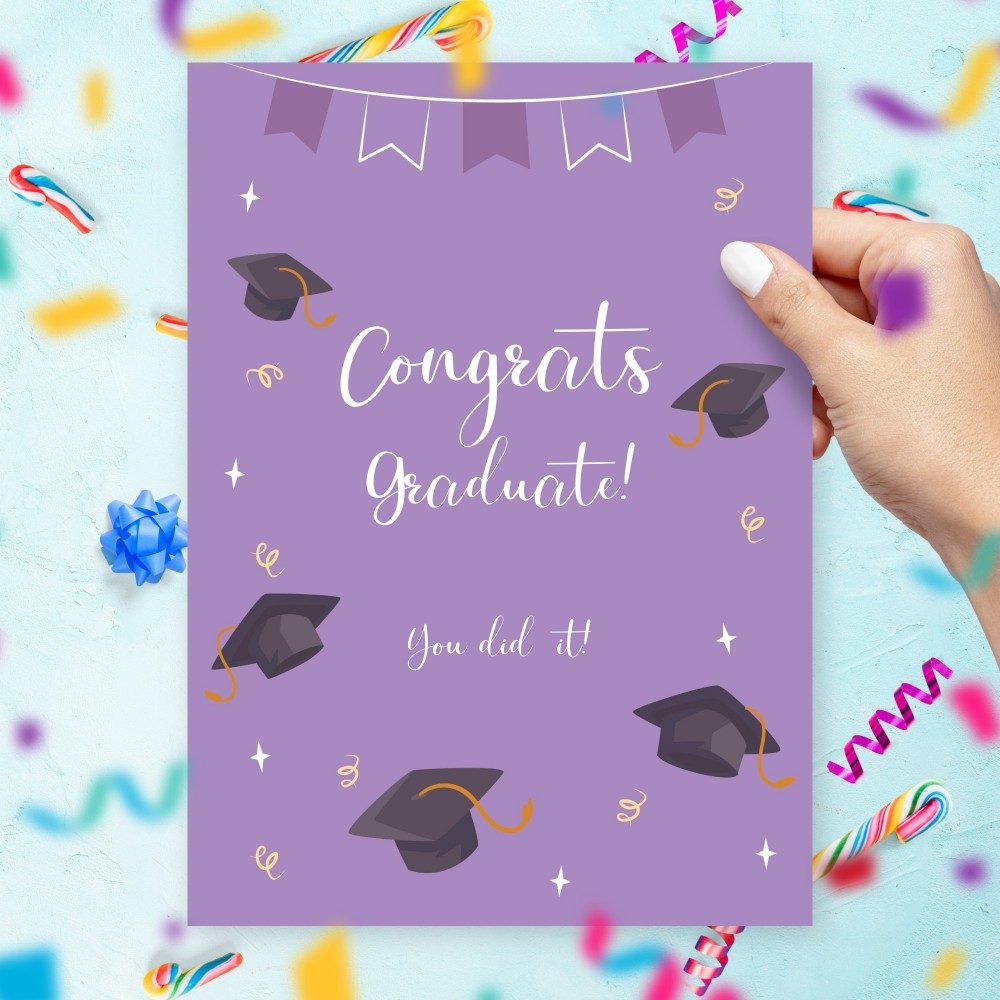 Customize and Download Purple Graduation Card Template