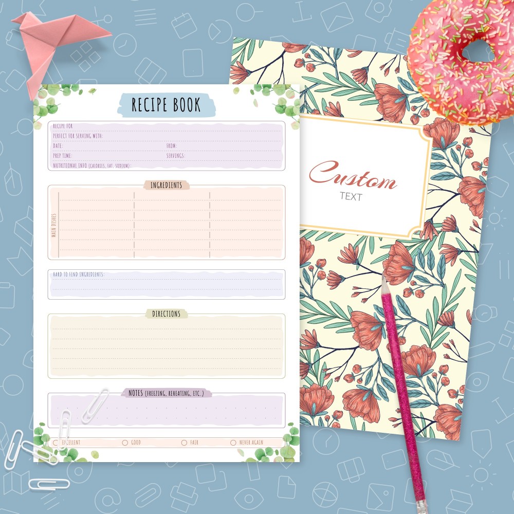 Download Printable Recipe Book - Floral Style Template