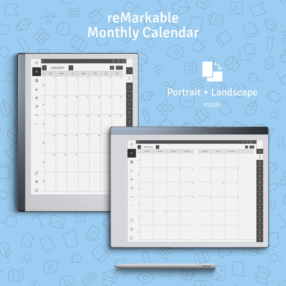 2023 reMarkable Monthly Calendar PDF