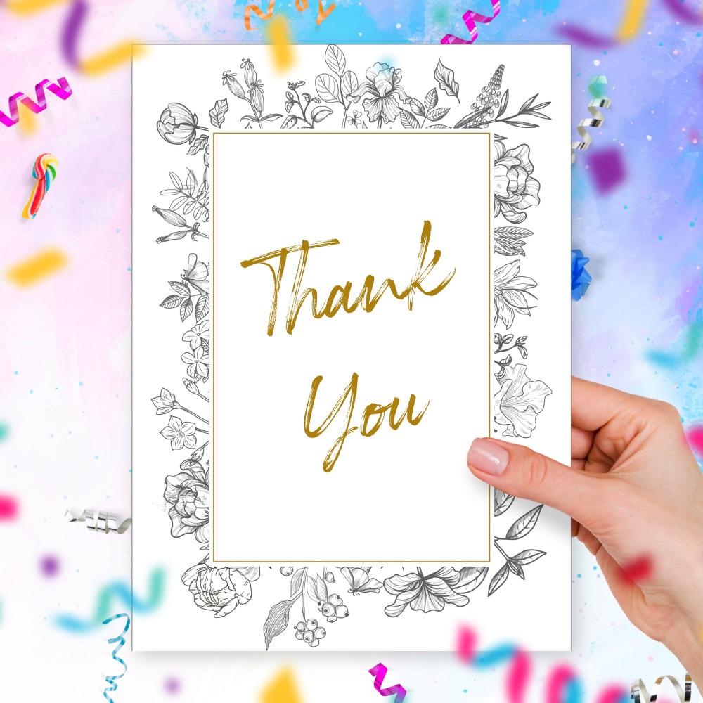 Customize and Download Retro Style Gold Frame Grad Thank You Card