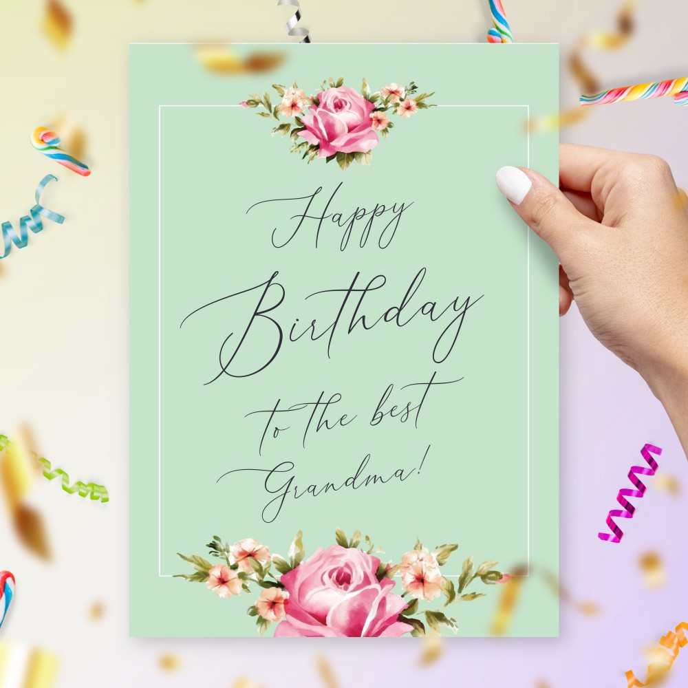 Customize and Download Rose Birthday Card For Best Grandmama