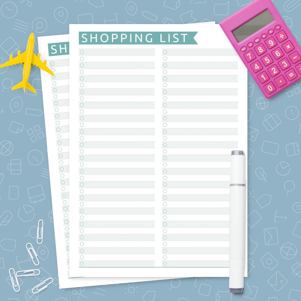 Download Printable Shopping List Template - Casual Style Template