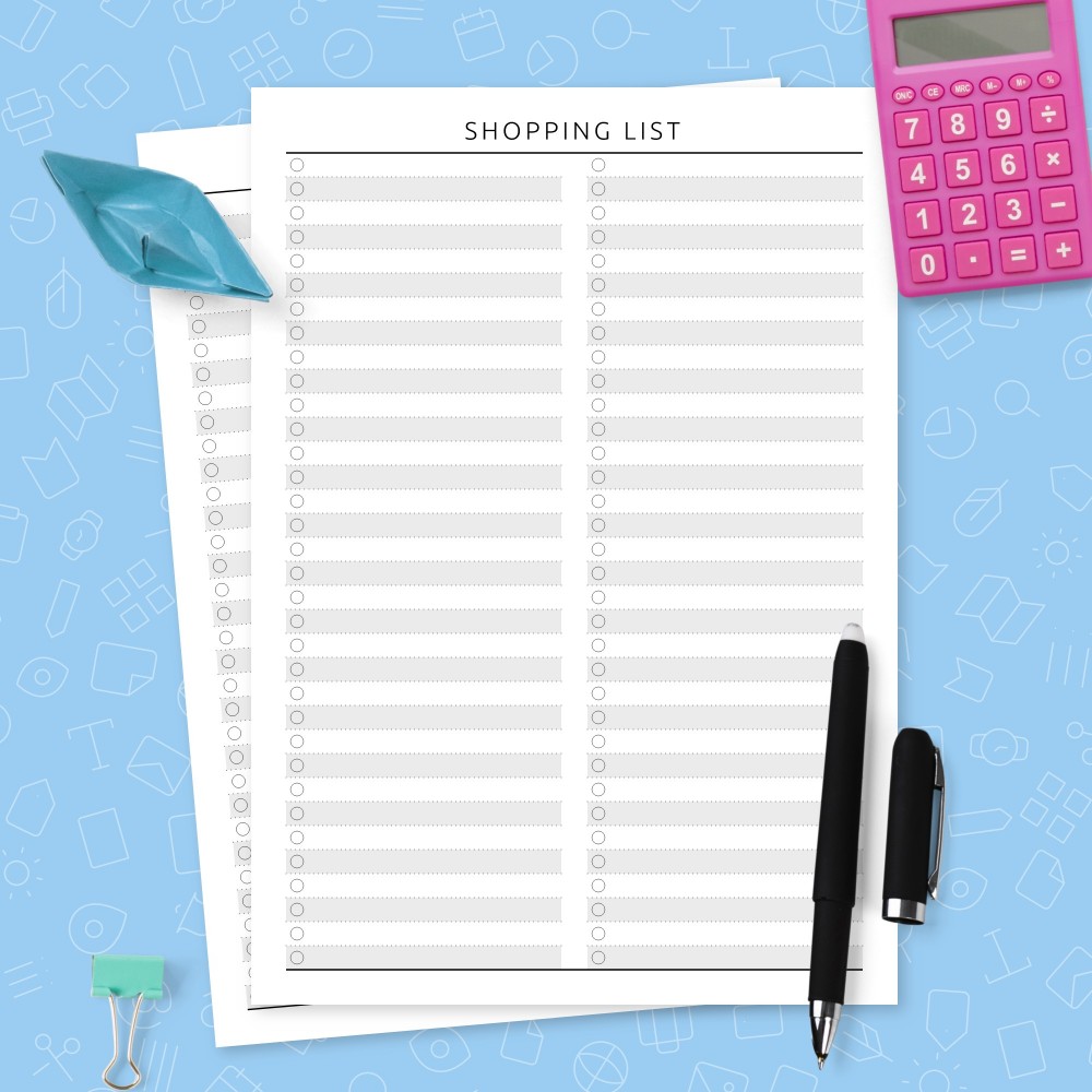 Download Printable Shopping List Template - Original Style Template