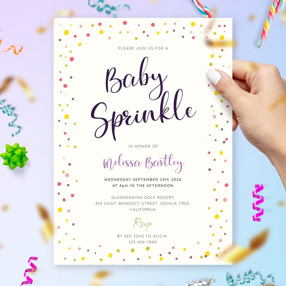 Customize and Download Simple Baby Sprinkle Invitation