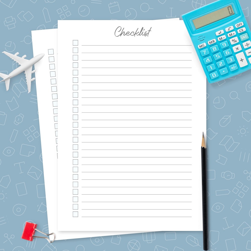 Blank Checklist Template Template Printable PDF