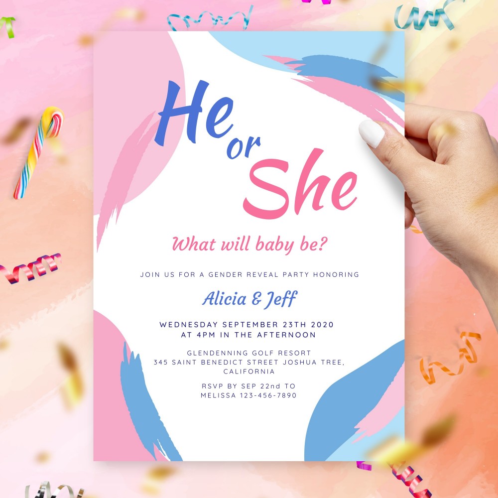 Gender Reveal Invitations Download PDF or Order prints