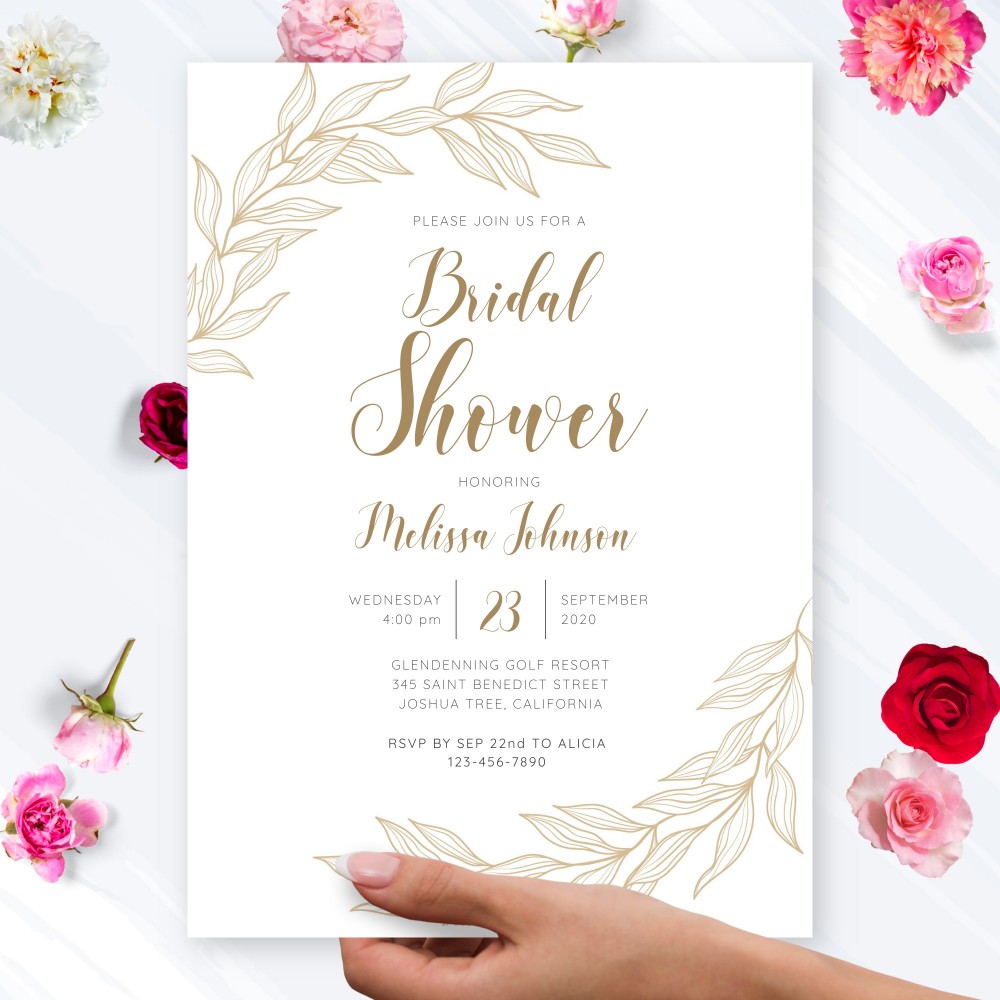 Customize and Download Simple Gold Bridal Shower Invitation