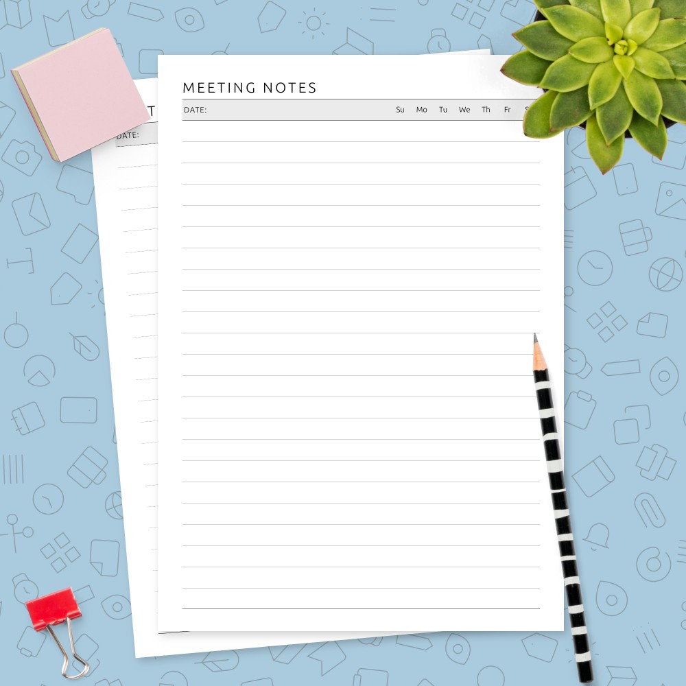 Download Printable Simple Meeting Notes Template Template