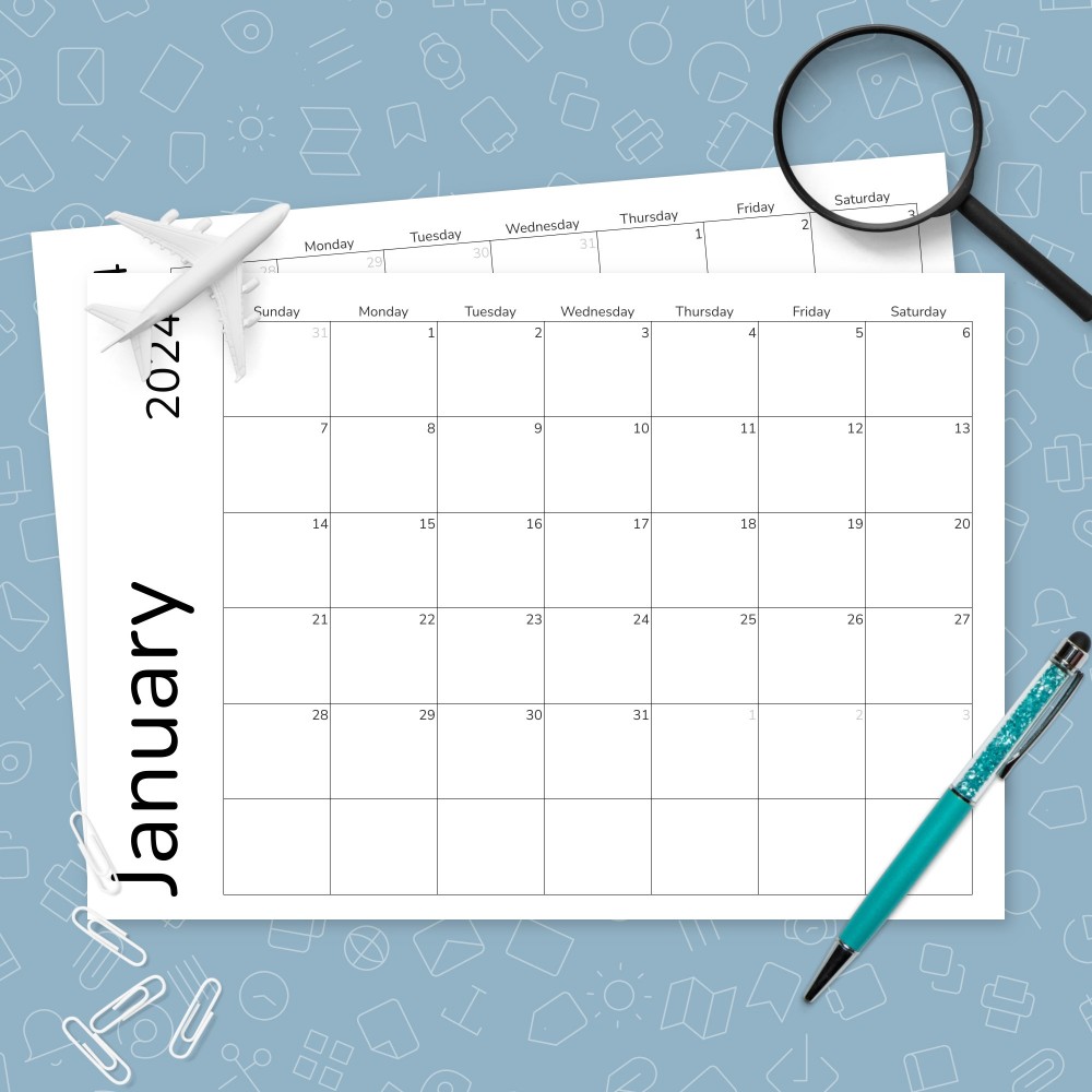 Download Printable Simple Monthly Calendar Grid Template