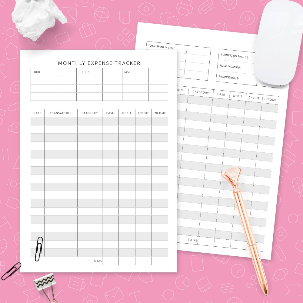 Download Printable Simple Monthly Expense Tracker Template Template
