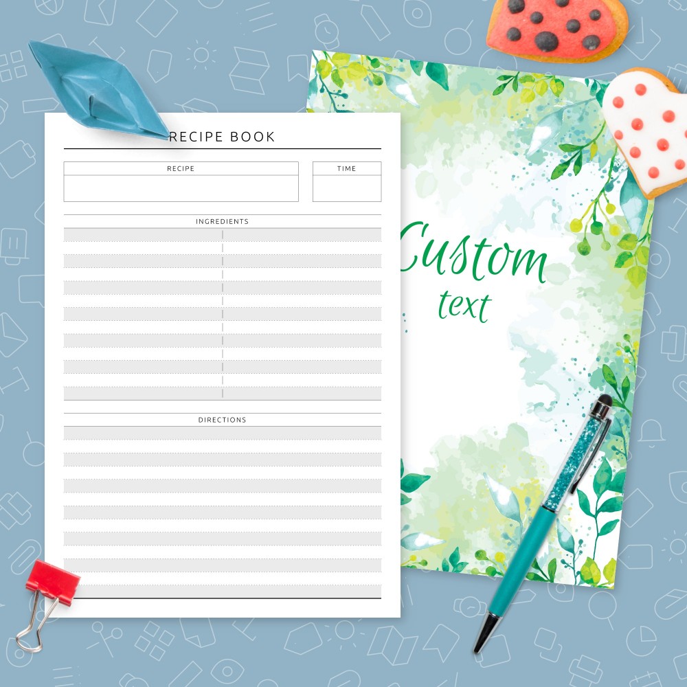 Download Printable Recipe Book with Custom Cover - Original Style Template