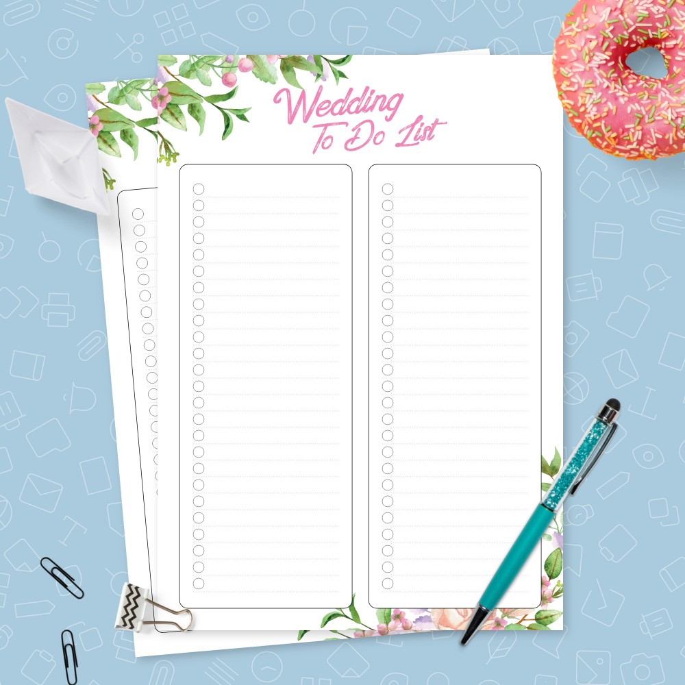 Download Printable Spring Style Wedding To Do List Template