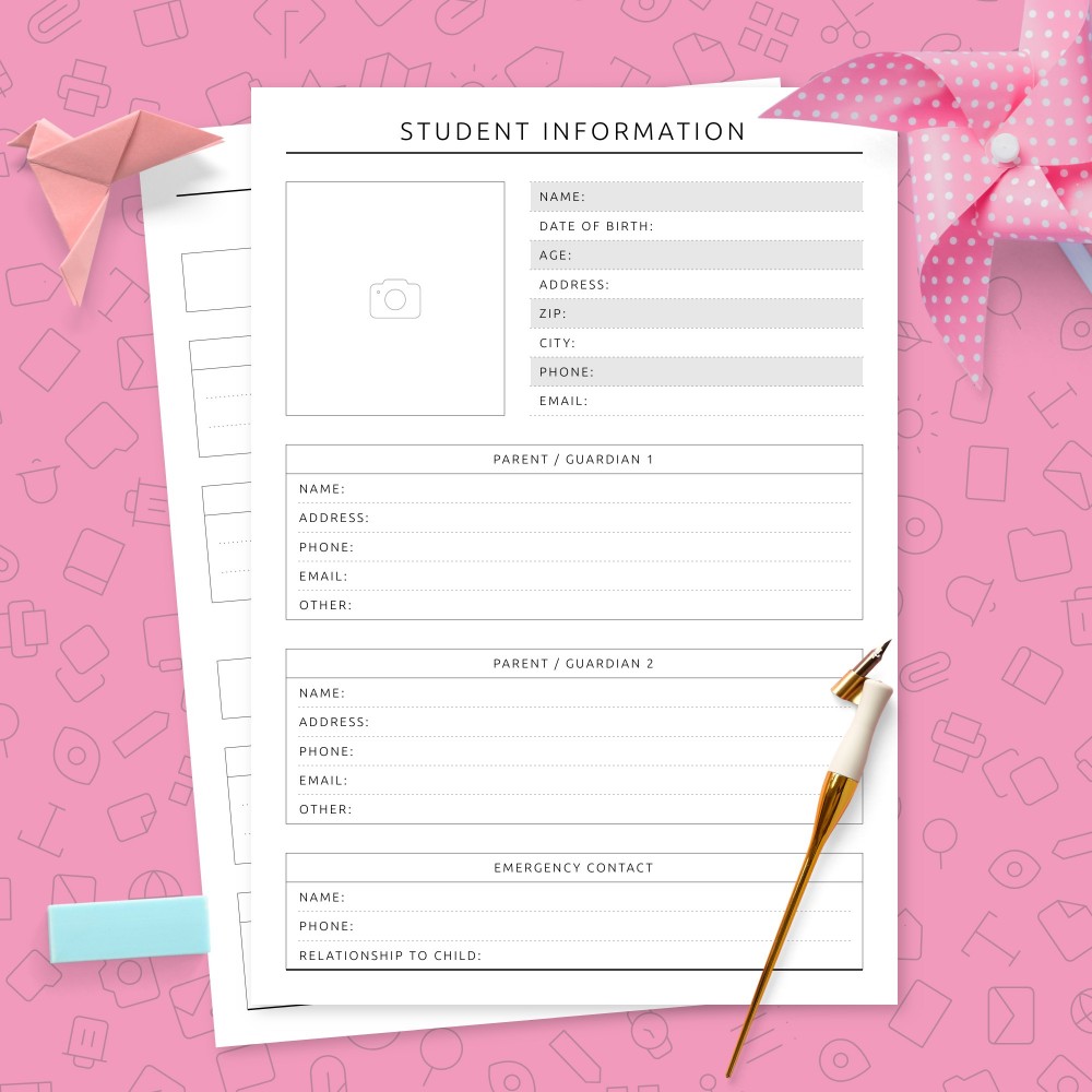 Download Printable Student Info Page Template Template