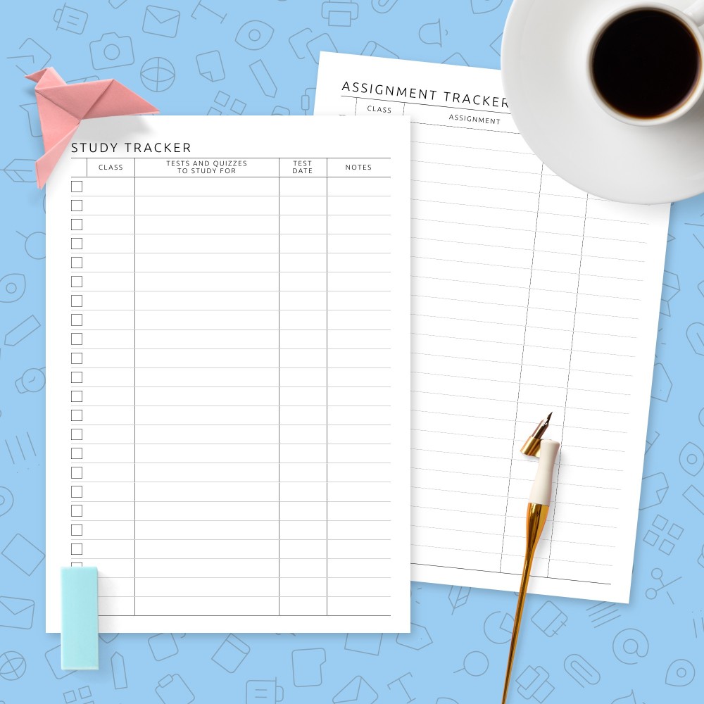 Download Printable Study and Homework Tracker Template Template