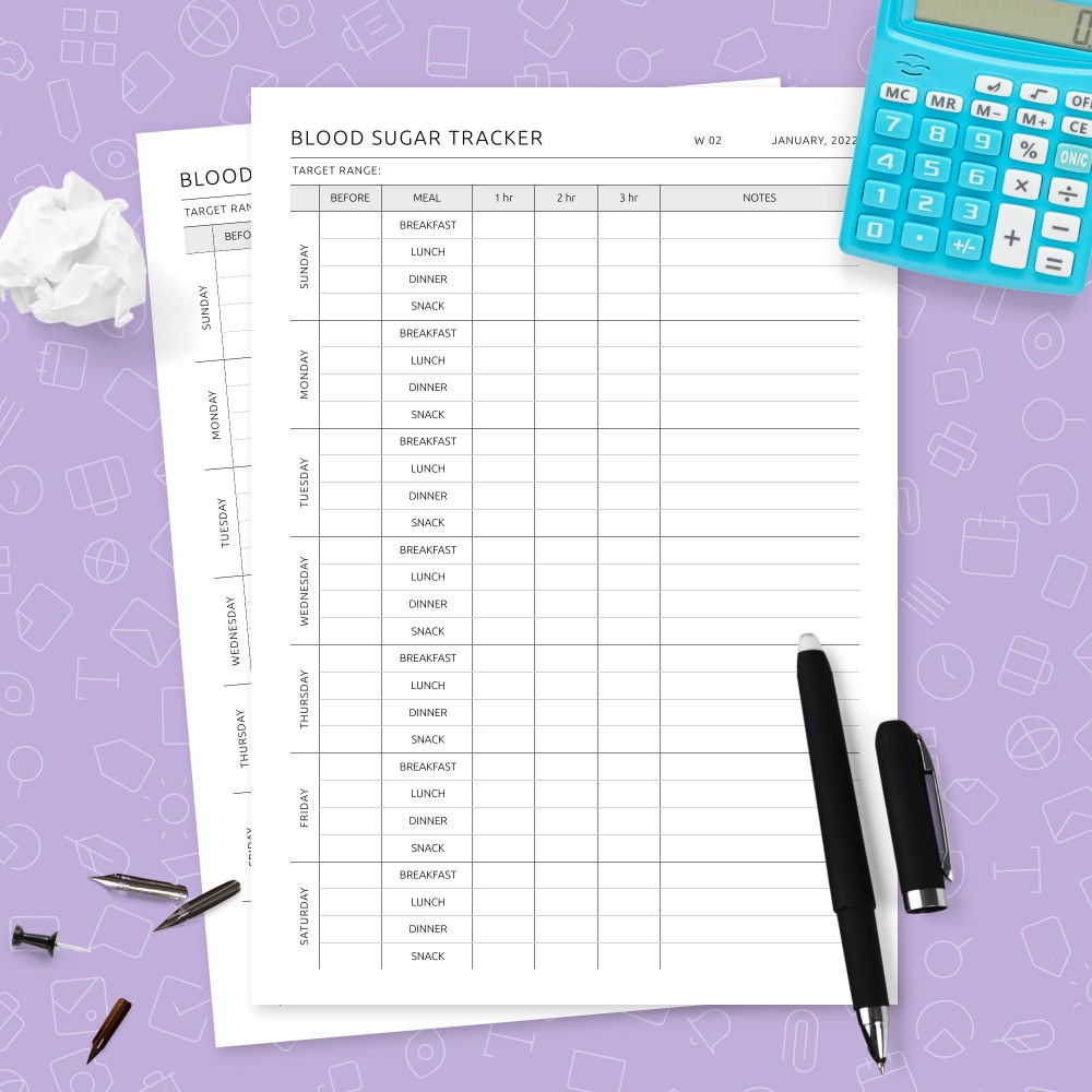 Download Printable Sugar in Blood Tracker Template Template