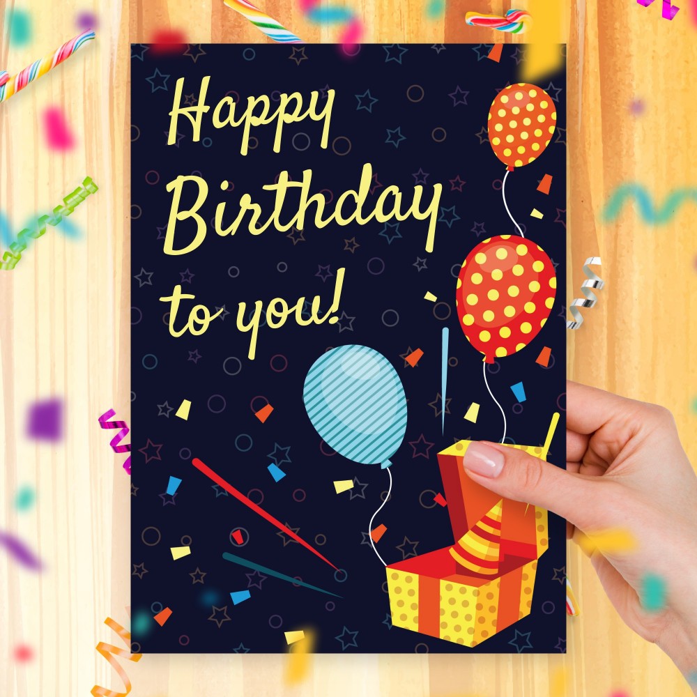 Customize and Download Surprise Balloons Birthday Card For Him