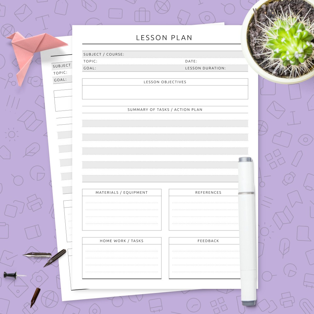 Download Printable Teacher Lesson Plan Template (Original) Template