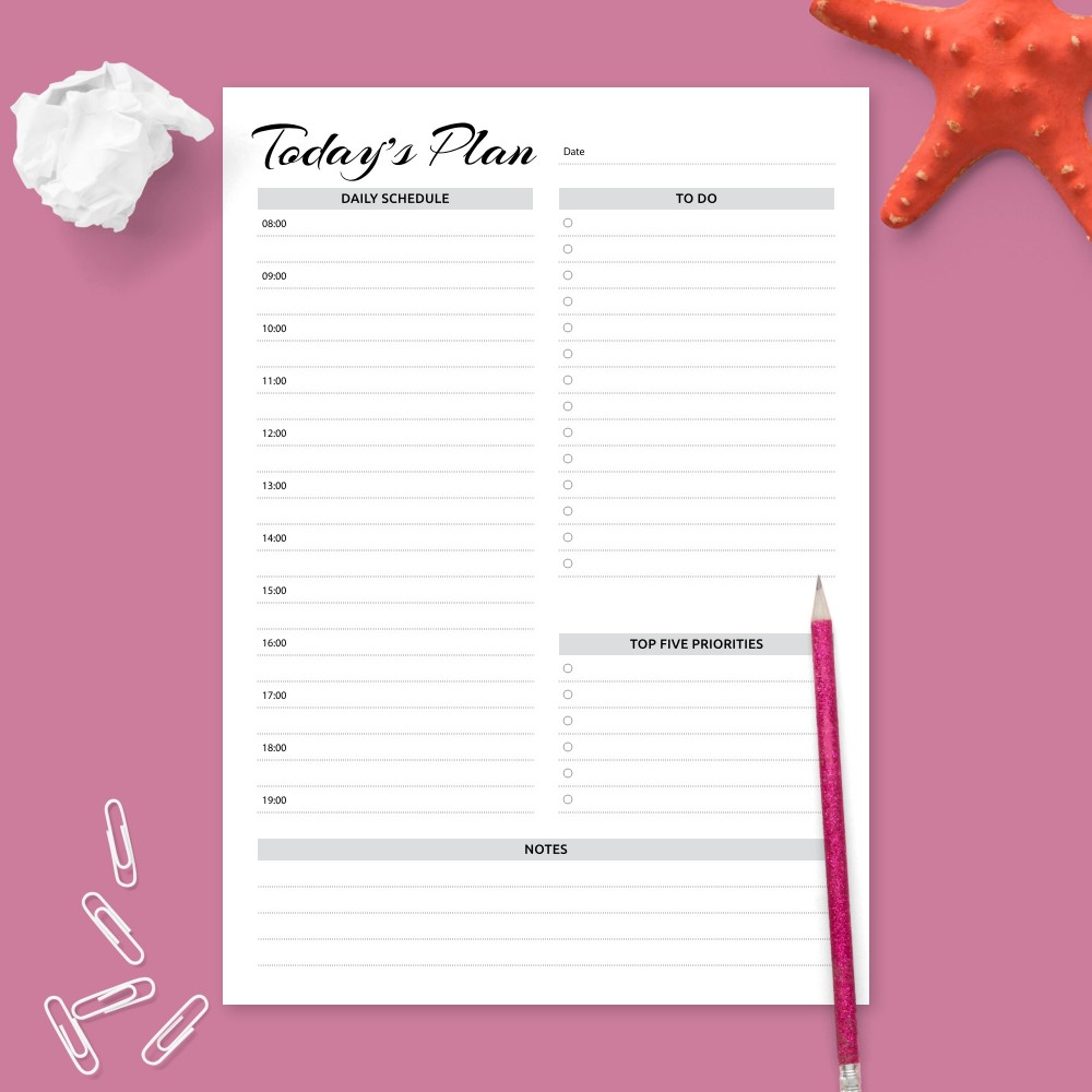 Download Printable Today&#039;s Plan and To-Do list Military Format Template