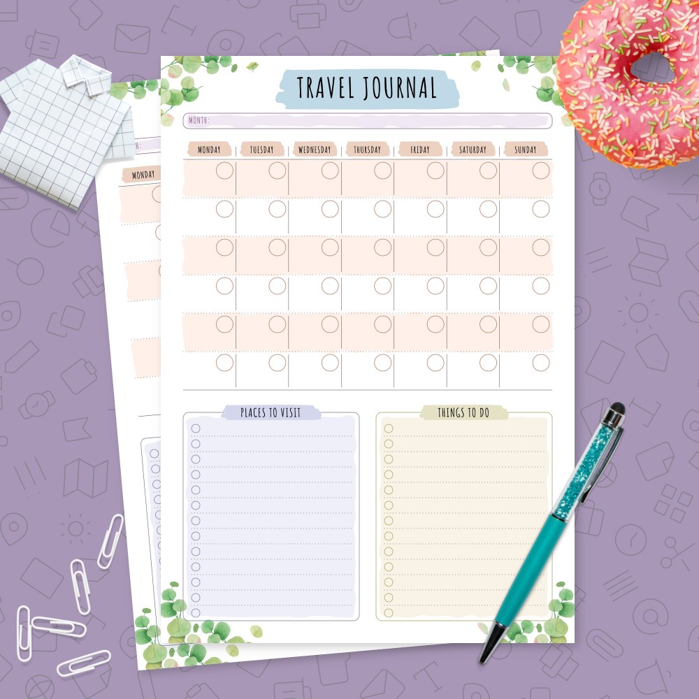 Download Printable Travel Journal Template - Floral Style Template