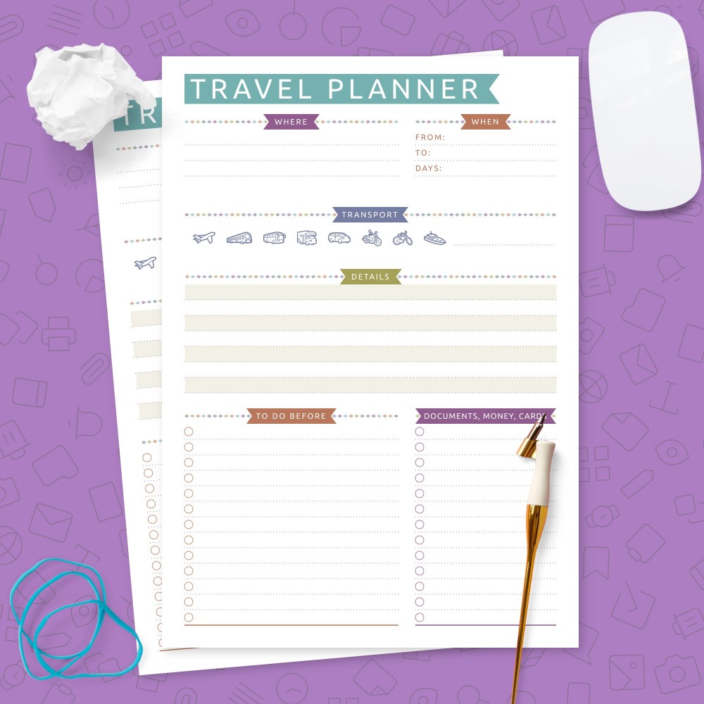 Download Printable Travel Planner Template - Casual Style Template