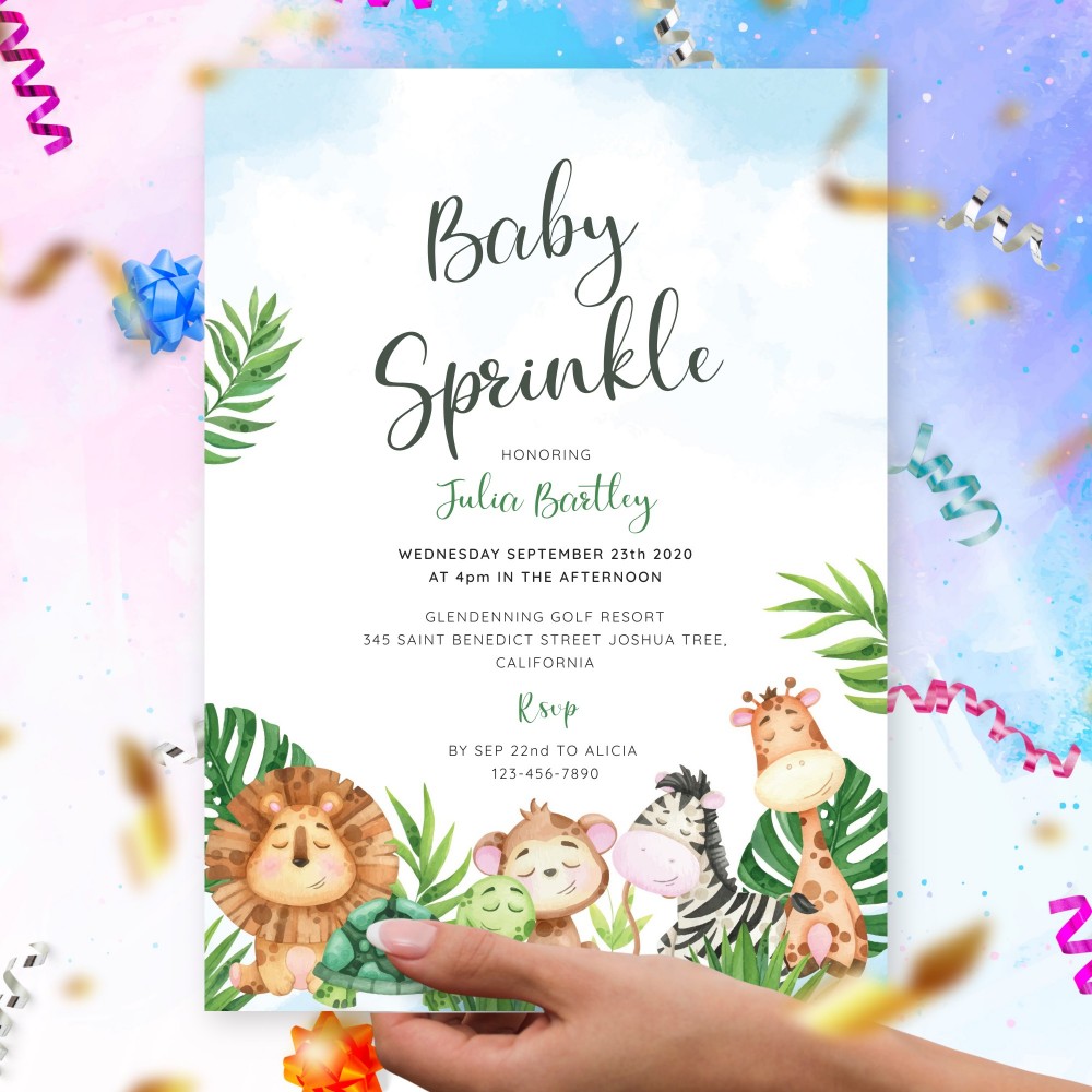 Customize and Download Tropical Baby Sprinkle Invitation