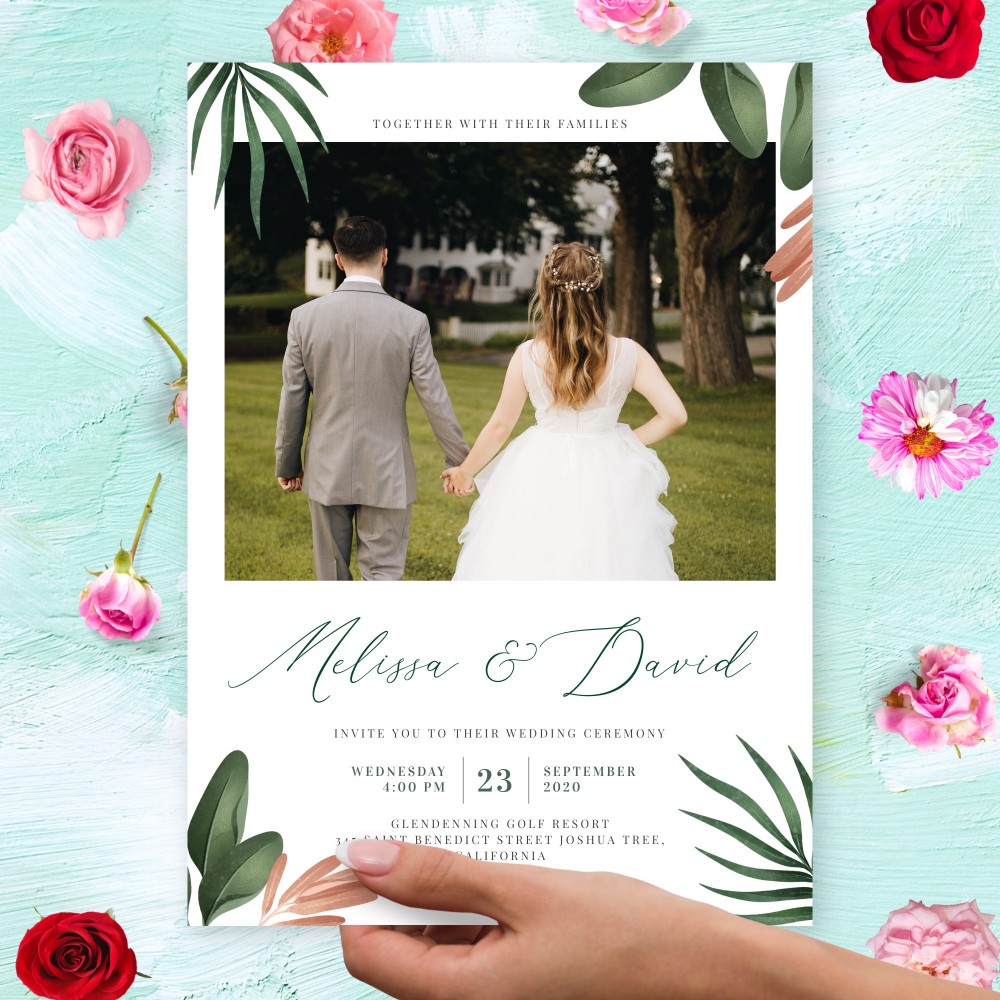 Customize and Download Tropical Wedding Photo Invitation