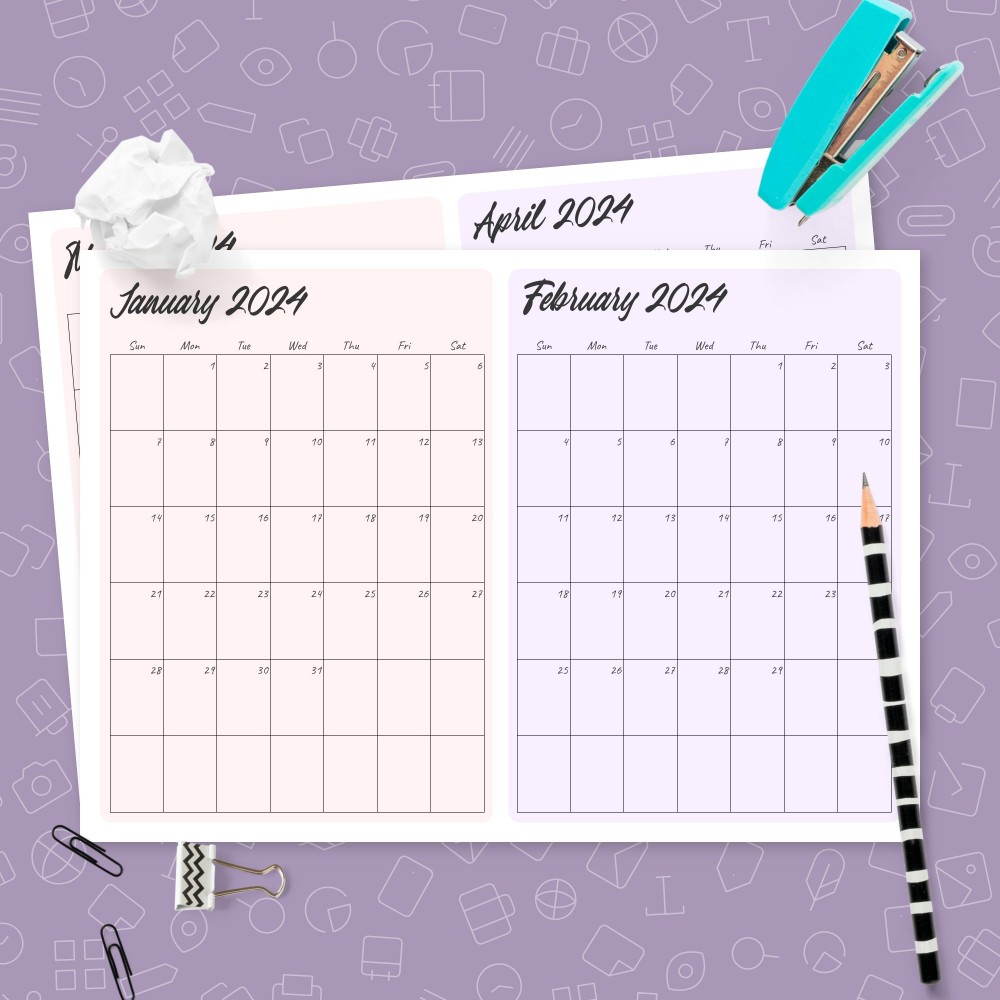 Download Printable Two Months On Page Calendar Template