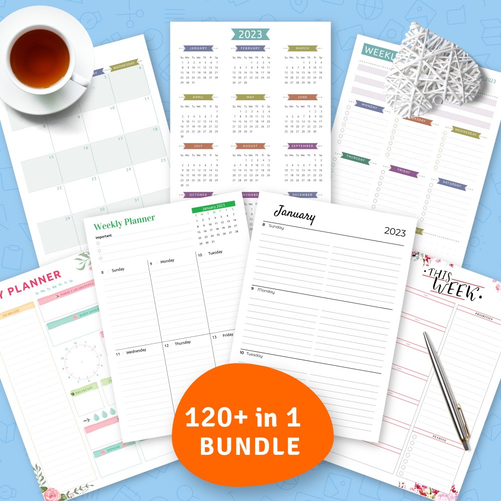 Download Printable Ultimate Weekly Planner Templates Bundle (127 in 1) Template