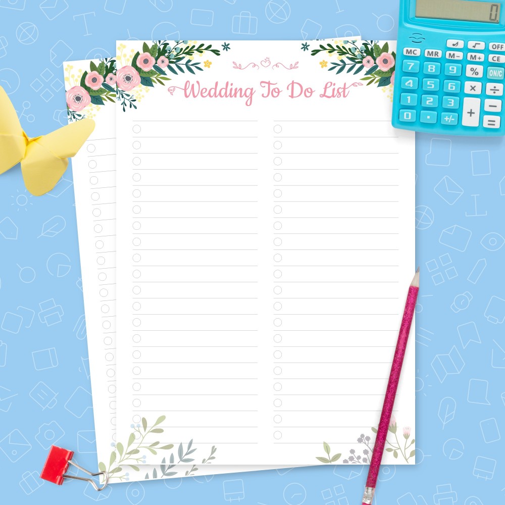 Download Printable Wedding To Do List Template