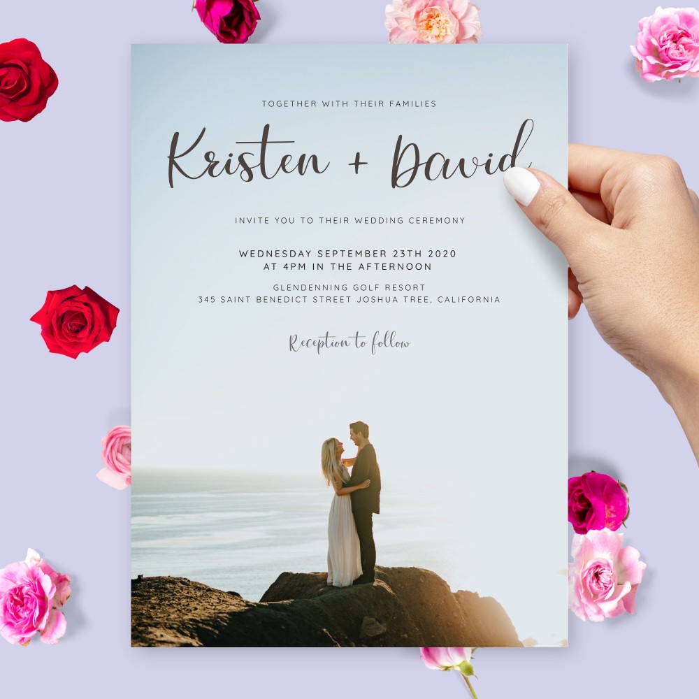 Customize and Download Wedding Photo Invitation With Ocean