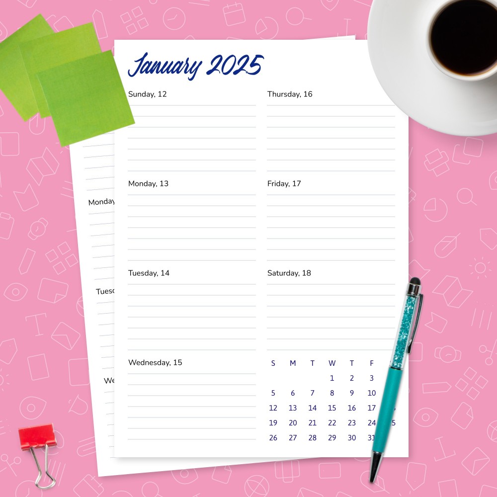 Paper Calendars Planners Week At A Glance Printable Planner Weekly 