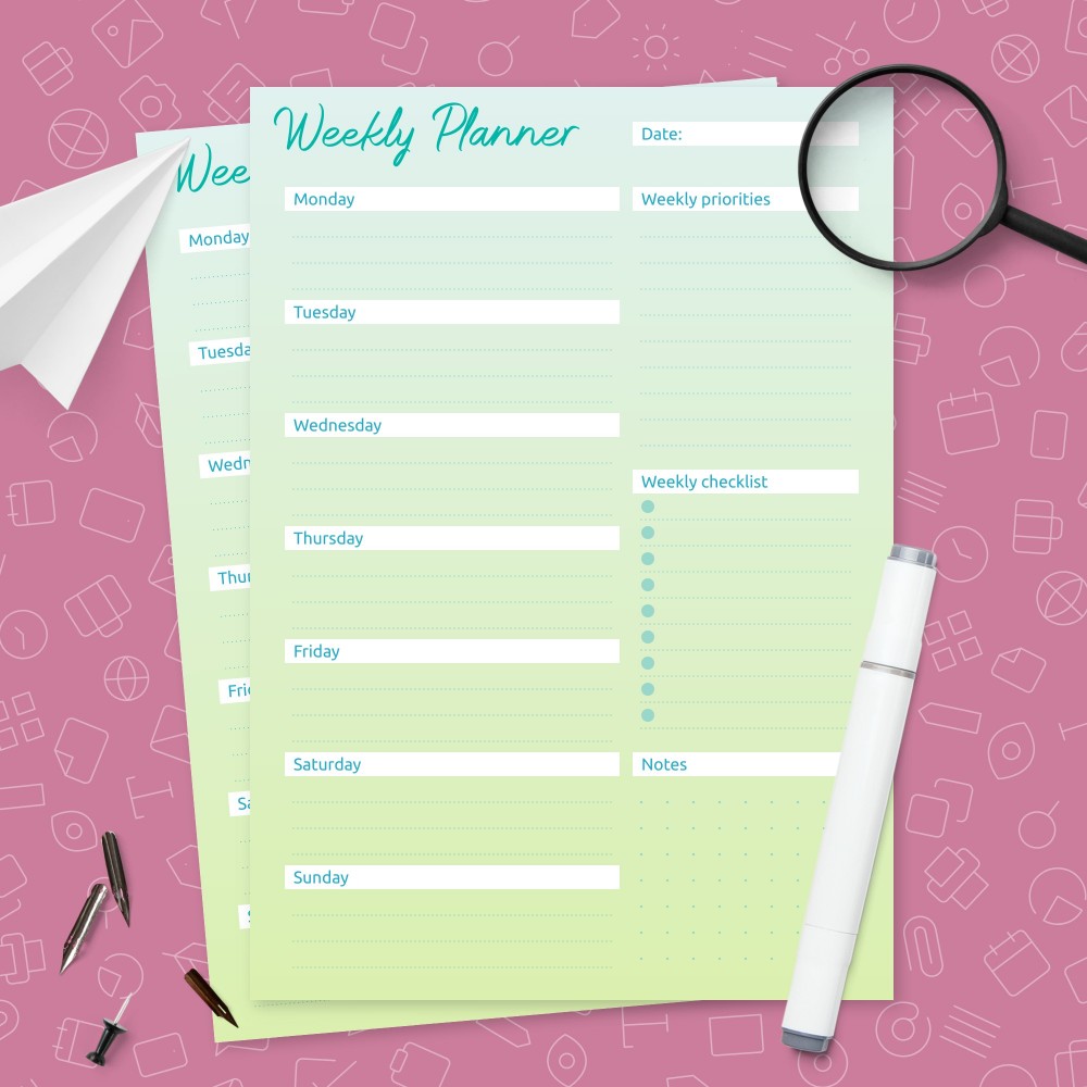 Download Printable Weekly Checklist Template Template