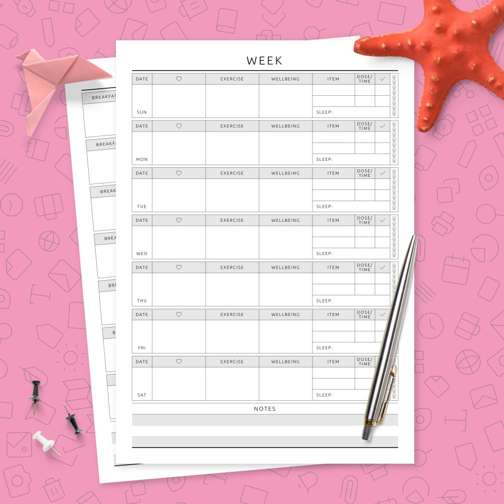 Weekly Fitness Planner Template Template - Printable PDF