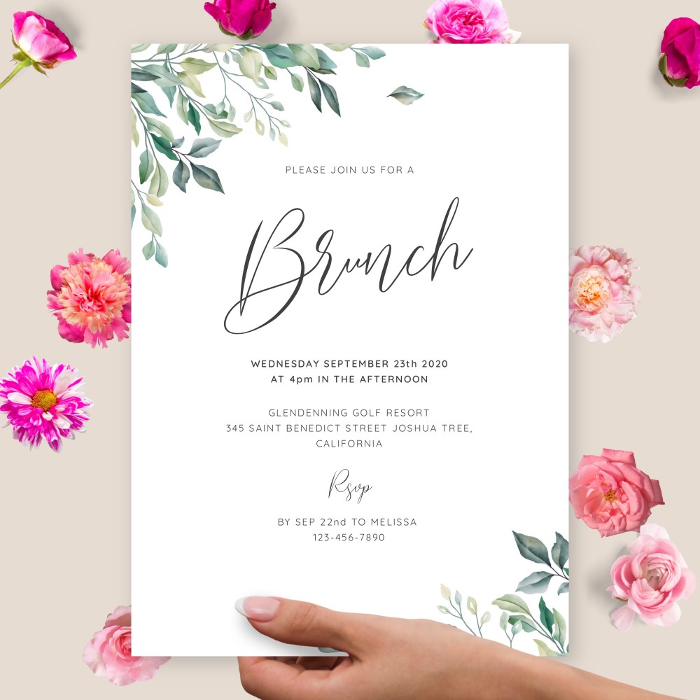Customize and Download Willow Greenery Brunch Invitation
