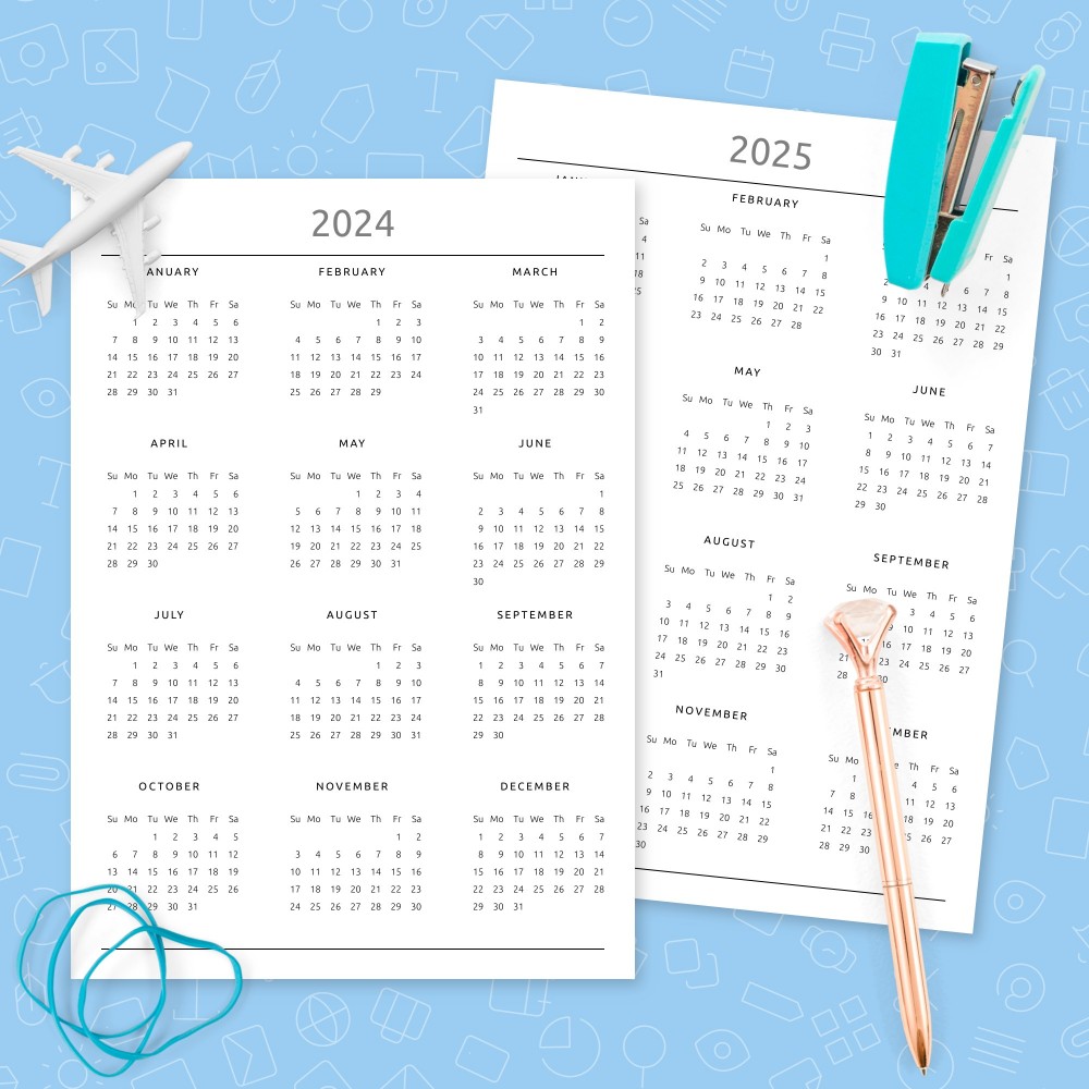 Download Printable Yearly Calendar Formal Design Template