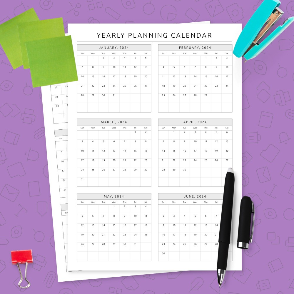 Download Printable Yearly Planning Calendar Template Template