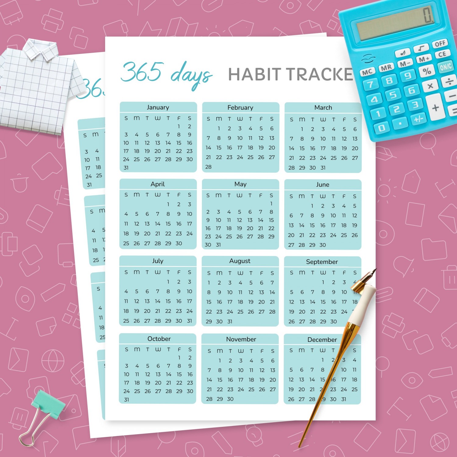 365 Days Habit Tracker Template Template Printable PDF