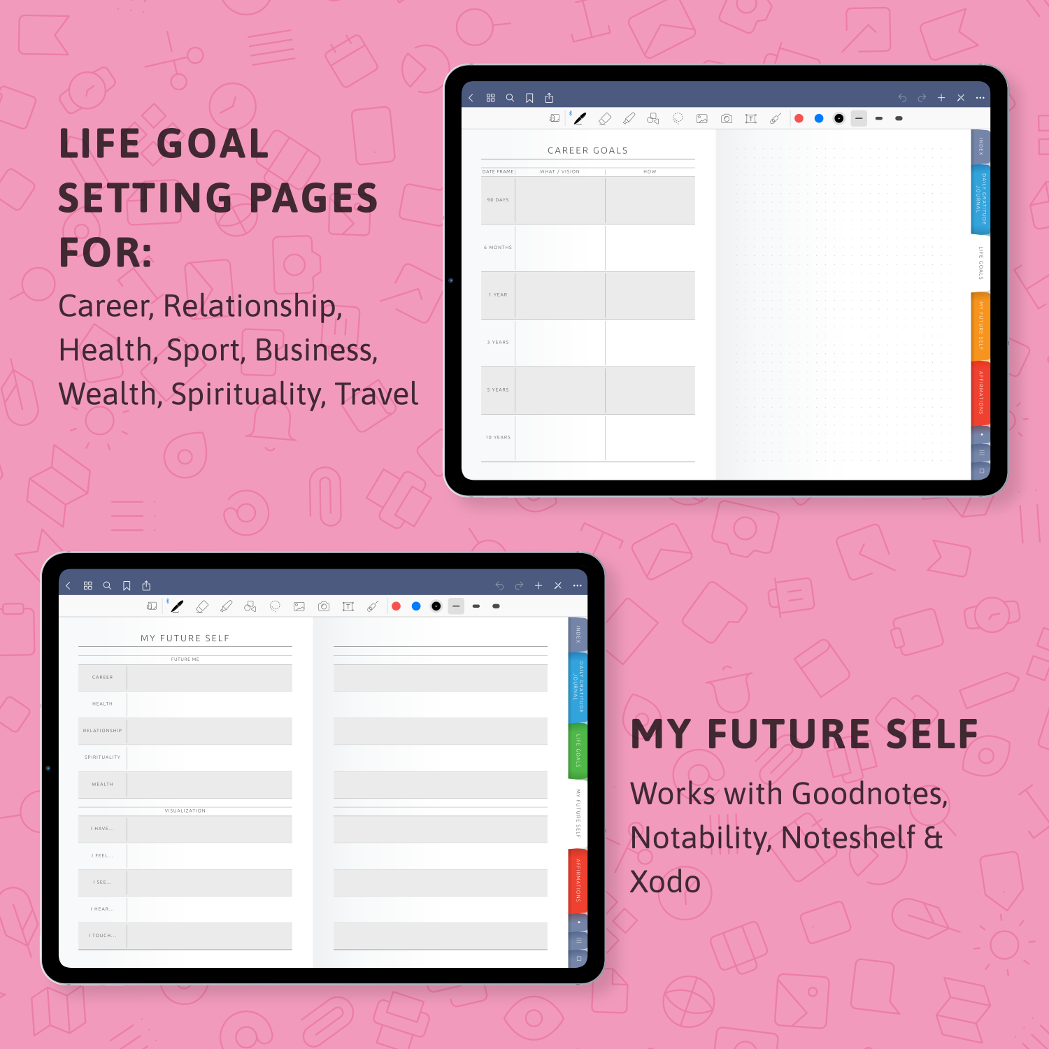 90-Day Gratitude Digital Journal (Light Theme) for handwriting apps ...