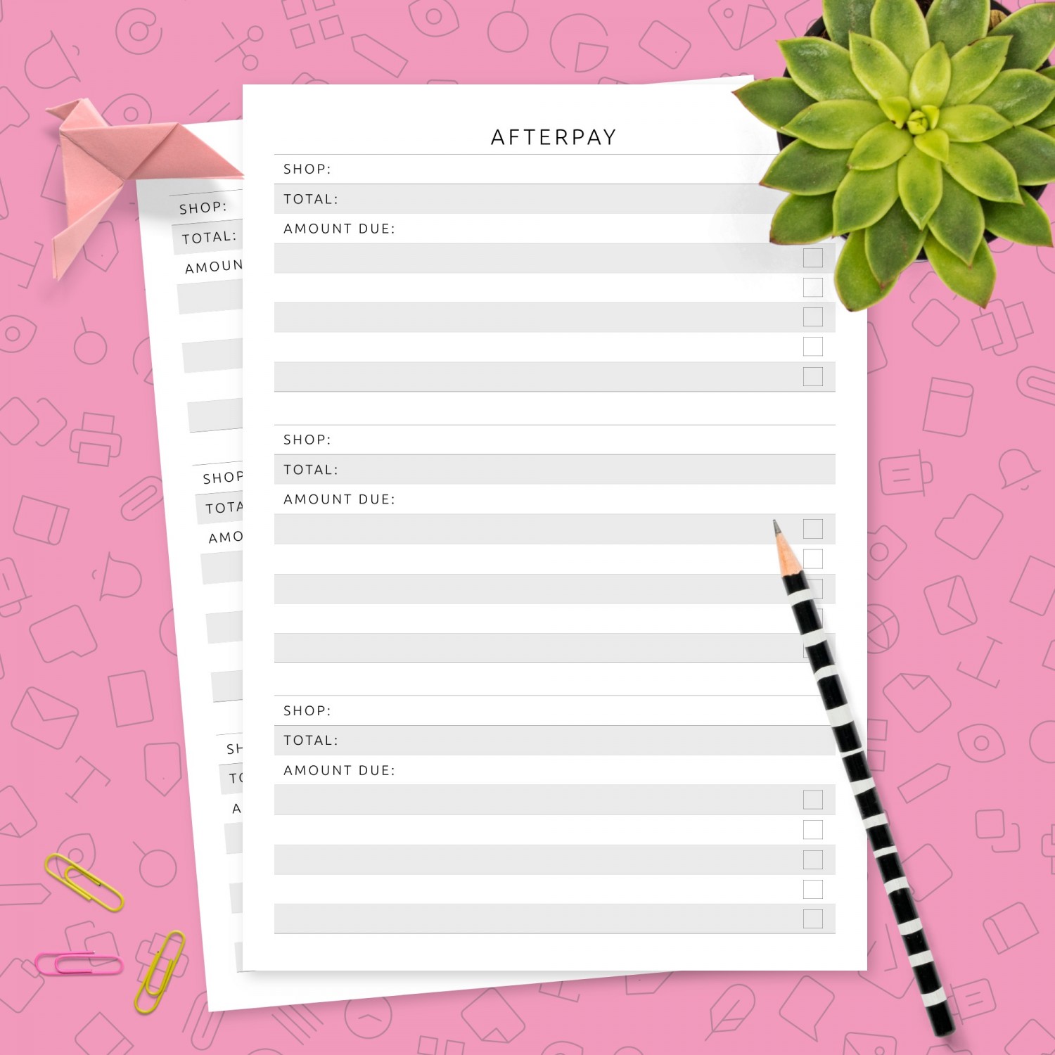 Afterpay Tracker Template Template - Printable PDF