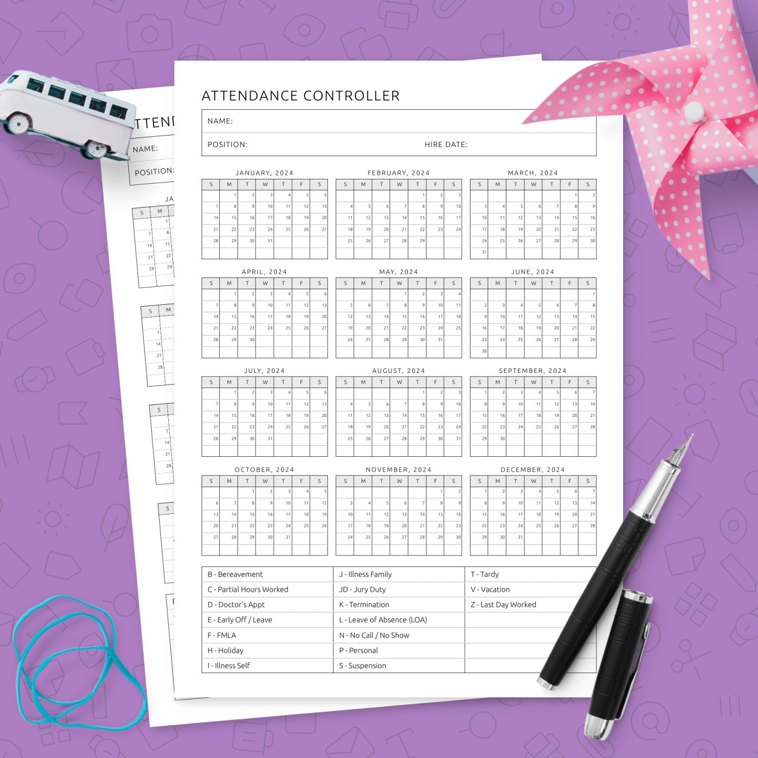 Attendance Controller Template Template - Printable PDF