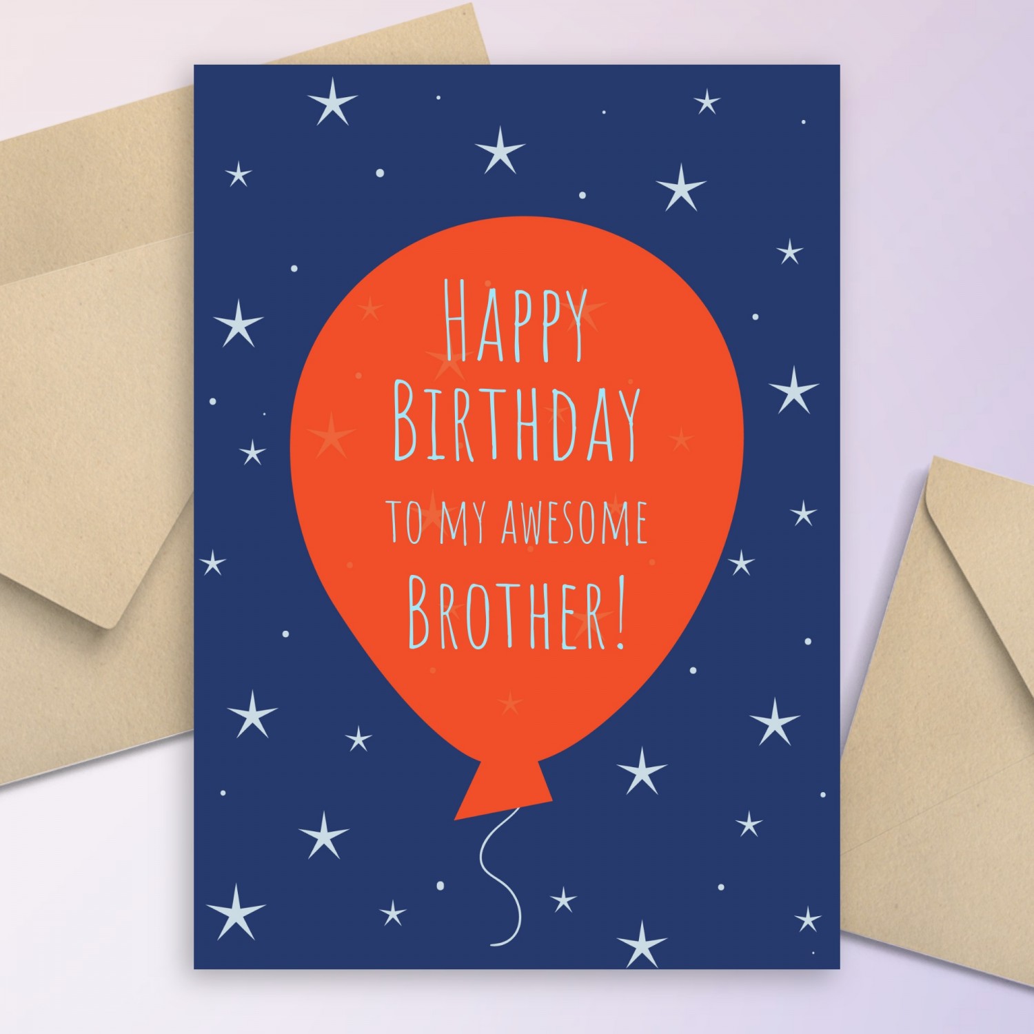 Balloon And Stars Birthday Card For Brother Template Editable Online