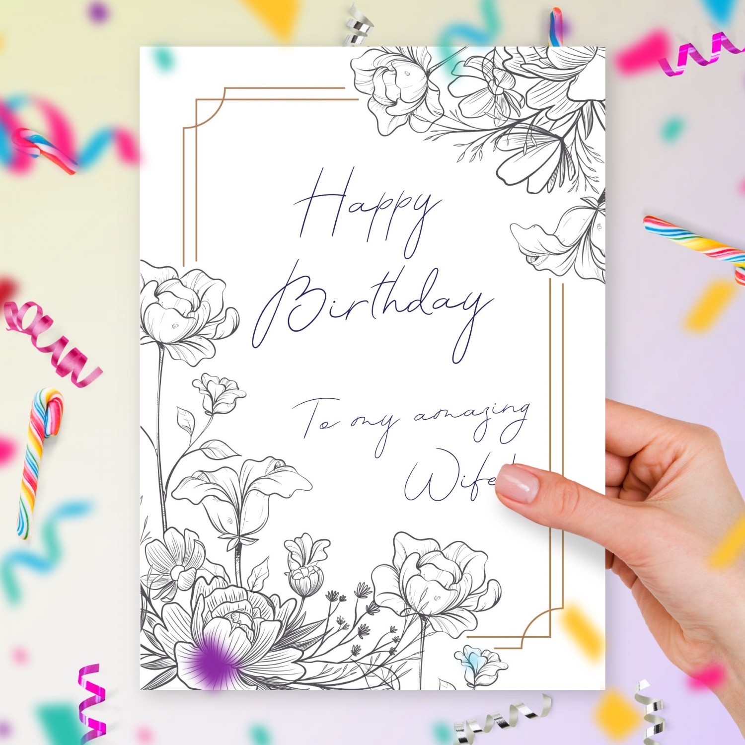 Birthday Card For My Amazing Wife Template Editable Online