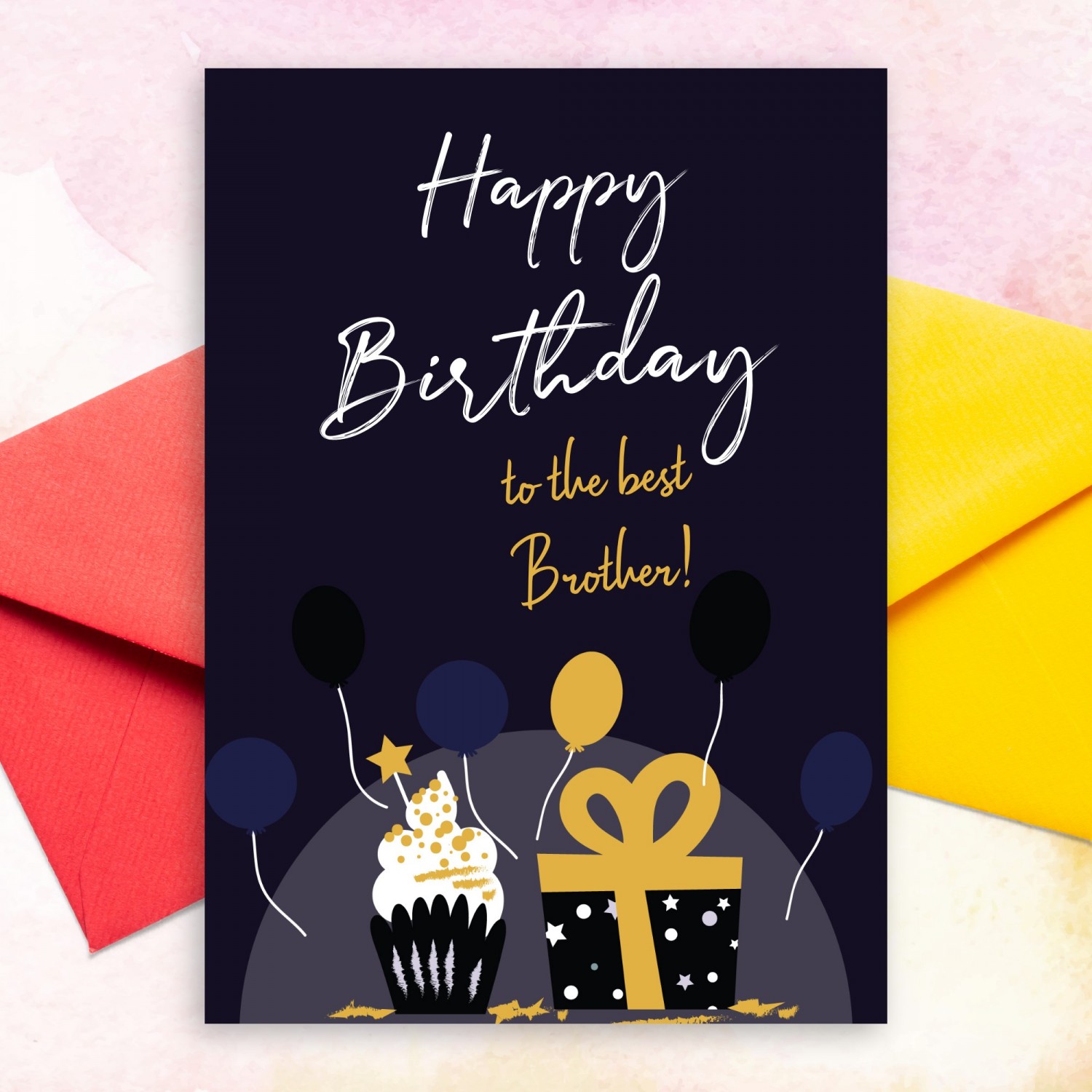 Cake Birthday Card For Brother Template Editable Online