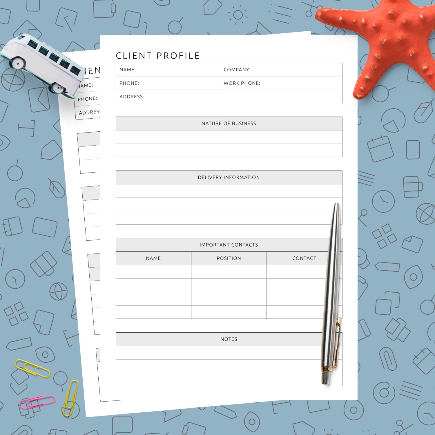 Client Profile Template Template - Printable PDF