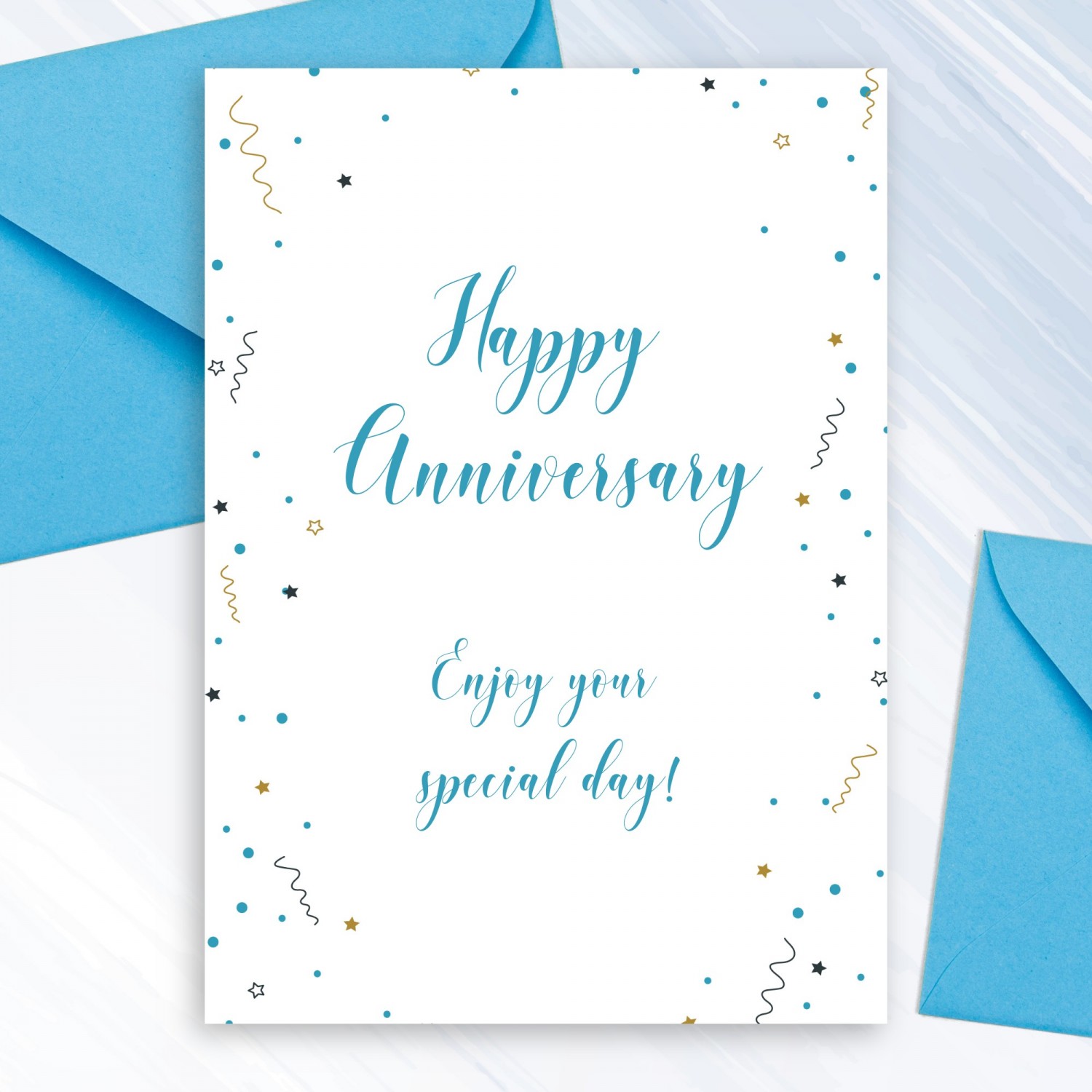 Colorful Confetti Anniversary Card Template Editable Online