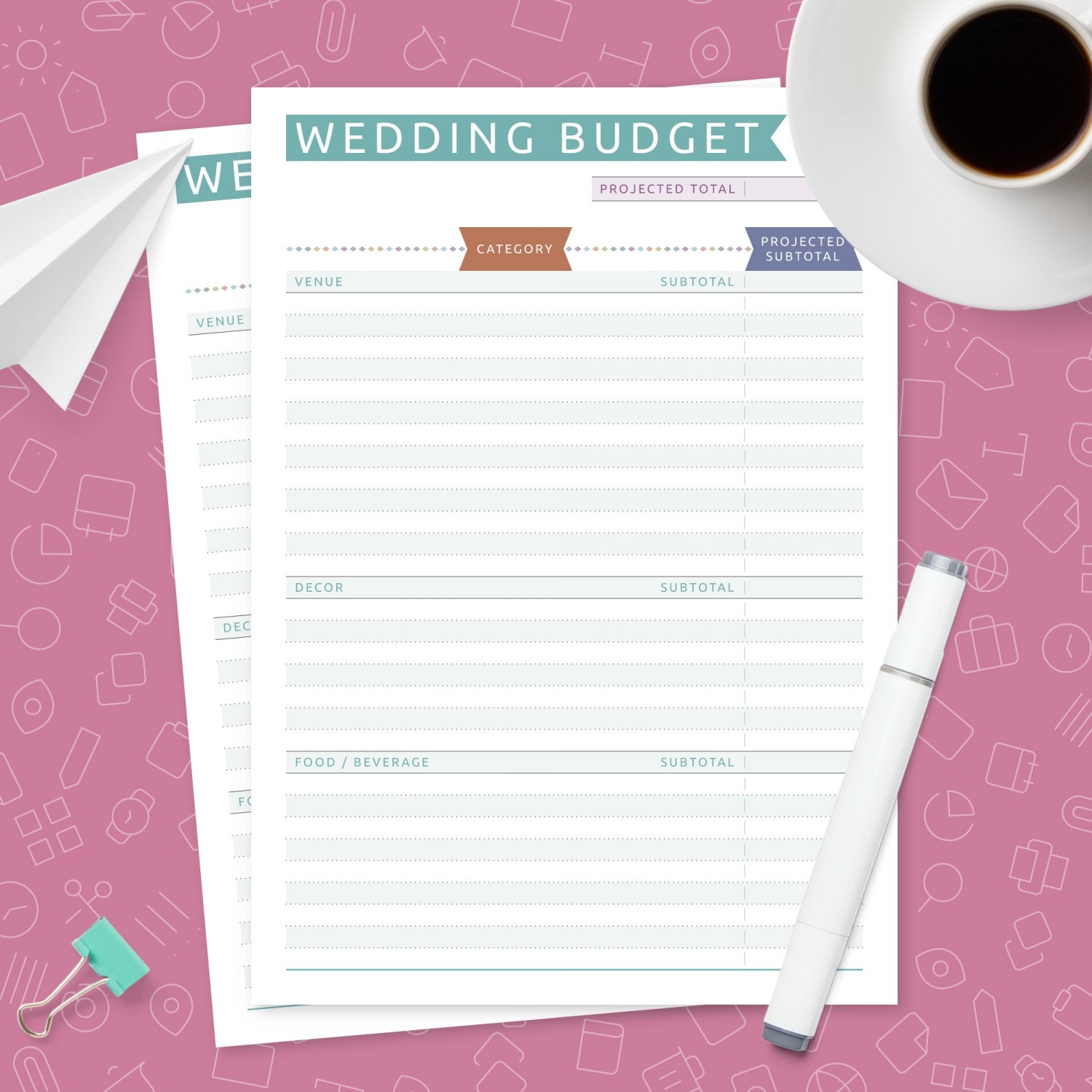 Colorful Wedding Budget Planning Template Template - Printable PDF